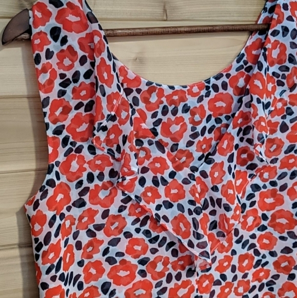 CAbi Flipside Floral Blouse Red Poppy Print 5356 Women's Small S Lightweight EUC - Picture 4 of 10